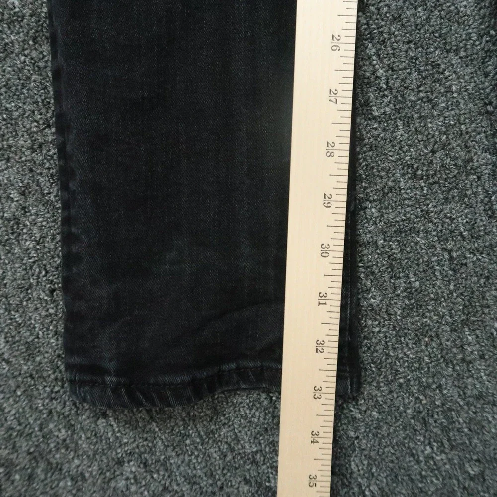 True Religion Jeans Men 38x33 Black Rocco Relaxed Skinny 5 Pocket Flaps